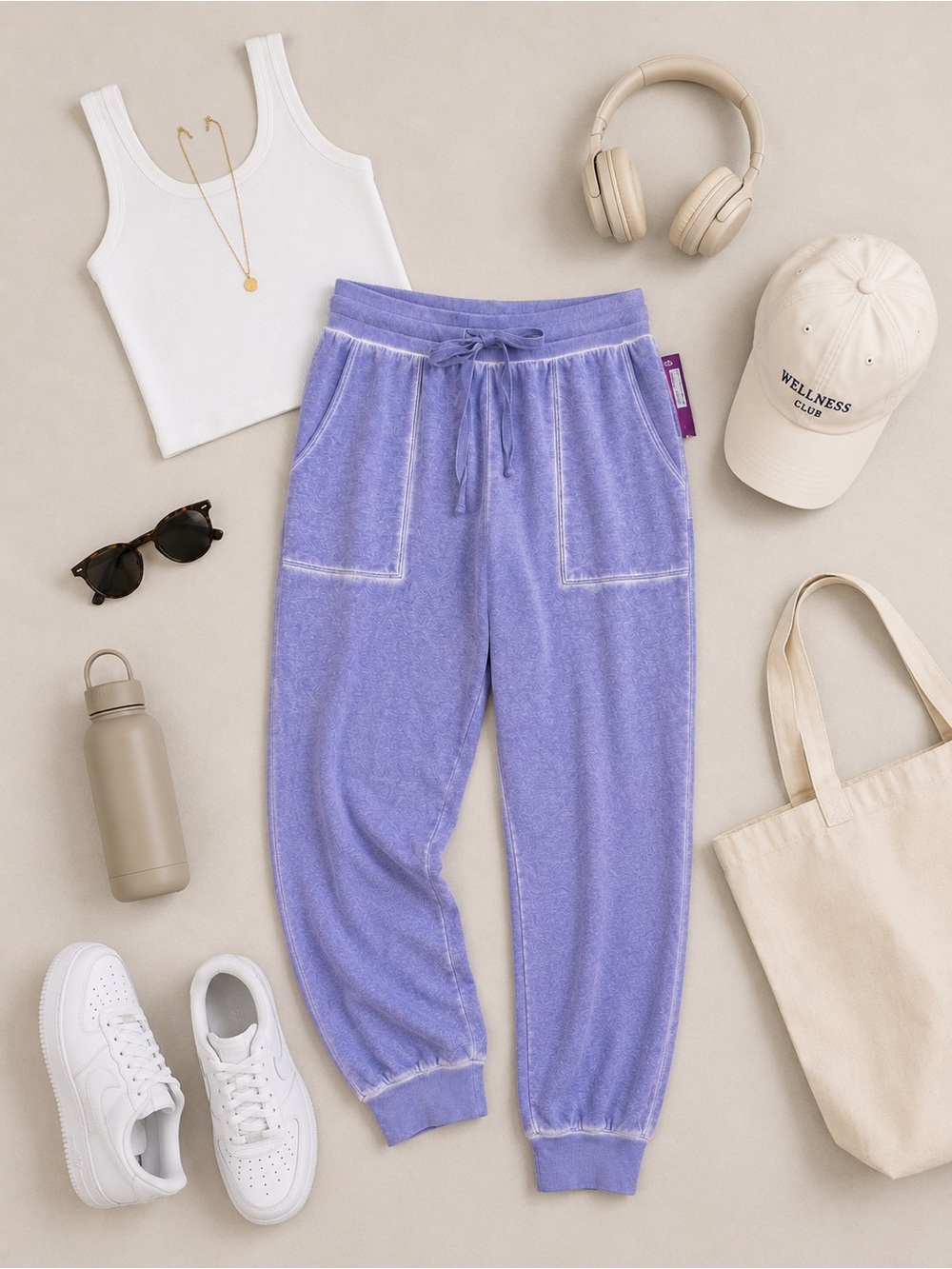 NWT Ambrielle Drawstring Cropped Jogger Sweatpants in Antique Blue Size Small - Picture 8 of 8